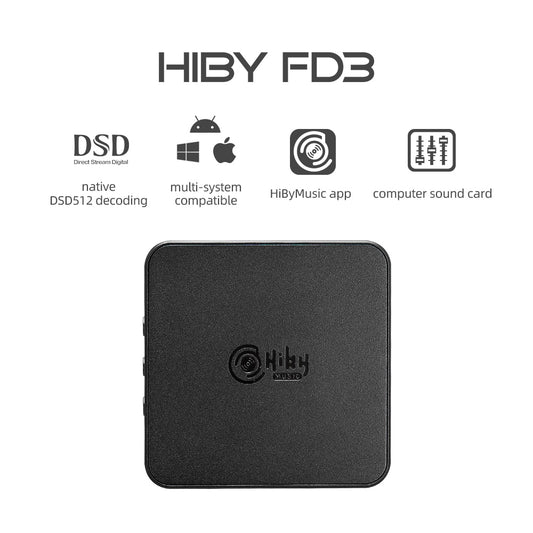 HiBy FD3 ES9038Q2M Balanced USB Headphone Amplifier Decoding DAC PCM768K DSD512 4.4/3.5/2.5mm Output for Windows Android iOS Mac