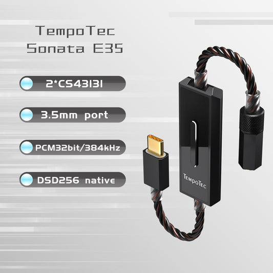 TempoTec Sonata E35 Type C To 3.5MM Headphone Amplifier AMP USB DAC PCM32bit/384kHz&amp;DSD256 For Android Phone&amp;PC&amp;MAC DUAL CS43131