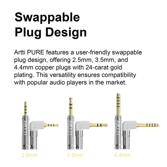 ARTTI PURE A3 3in1 HIFI Earphone Upgrade Audio IEMs MMCX Cable QDC/MMCX/0.78 2pin Connector 2.5+3.5+4.4mm Detachable Angle Plug