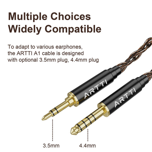 Artti A1 インイヤー ヘッドフォン オーディオ ケーブル192 ストランド単結晶銅