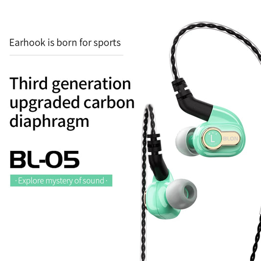 BLON BL05S カーボンダイヤフラムインイヤーイヤホン DJ モニター HIFI ヘッドフォン