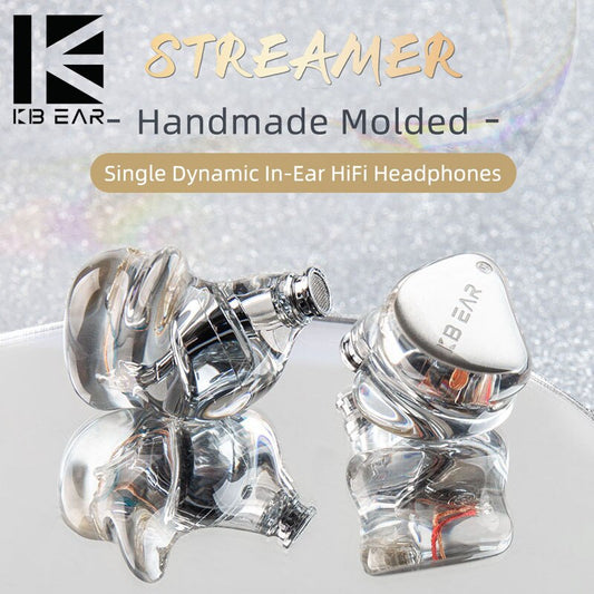 KBEAR Streamer 2PIN Earphones 3.5mm PEK Diaphragm DD Sports Music Receiver HiFi headset Silver Headphone Replaceable Cable Iem