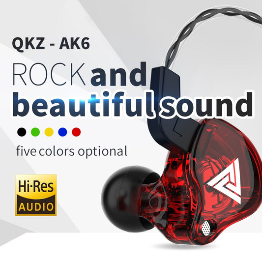 QKZ AK6 HiFi Wired IEMs In-Ear Earphone 2 Dynamic Drivers Headphones