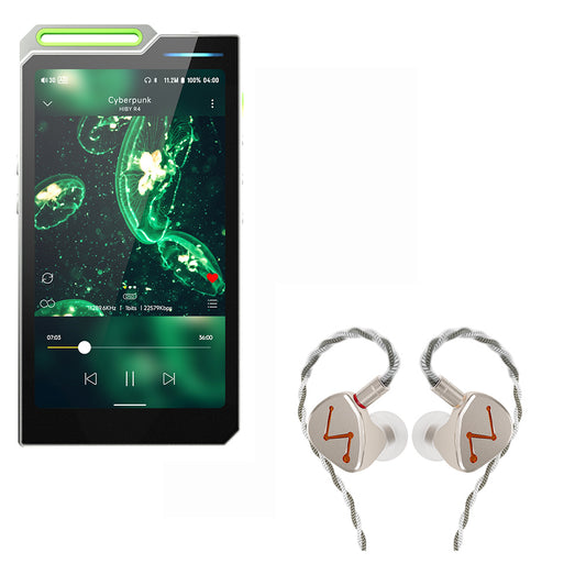 HiBy R4 mp3 & mp4 Players spotify Player with Bluetooth and WiFi (Green)+Letshuoer DZ4 in Ear Monitor Headphones