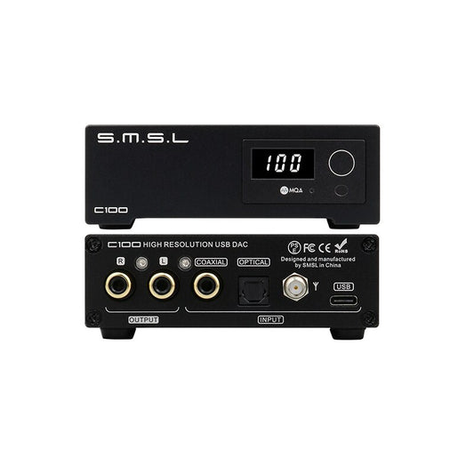 SMSL C100 USB MQA DAC AK4493S XMOS XU316 DSD512 32Bit 768KHZ CK-03 Clock Optical coaxial Bluetooth Decoder With remote control