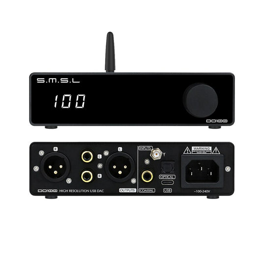 SMSL DO100 HiRes Audio DAC ES9038Q2Mx2 Bluetooth 5.1 DSD512 32Bit 768KHZ OPA1612 Balanced XLR output Opt/Coax/BT/USB DAC for PS5