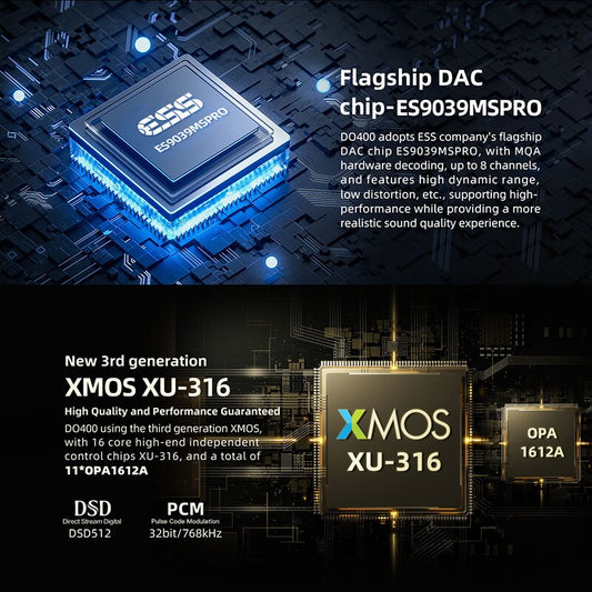 SMSL DO400 Fully Balanced Audio Decoder Headphone Amplifier ES9039MSPRO MQA-CD DAC Bluetooth 5.1 Digital Headphone Power AMP